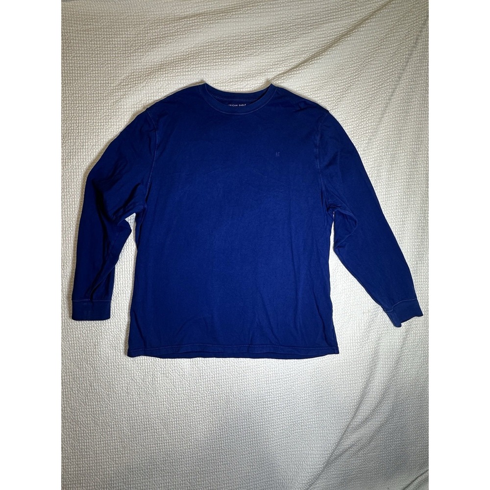 American Eagle Men's XXL Blue Long Sleeve T-Shirt Crewneck Standard Fit AE Logo